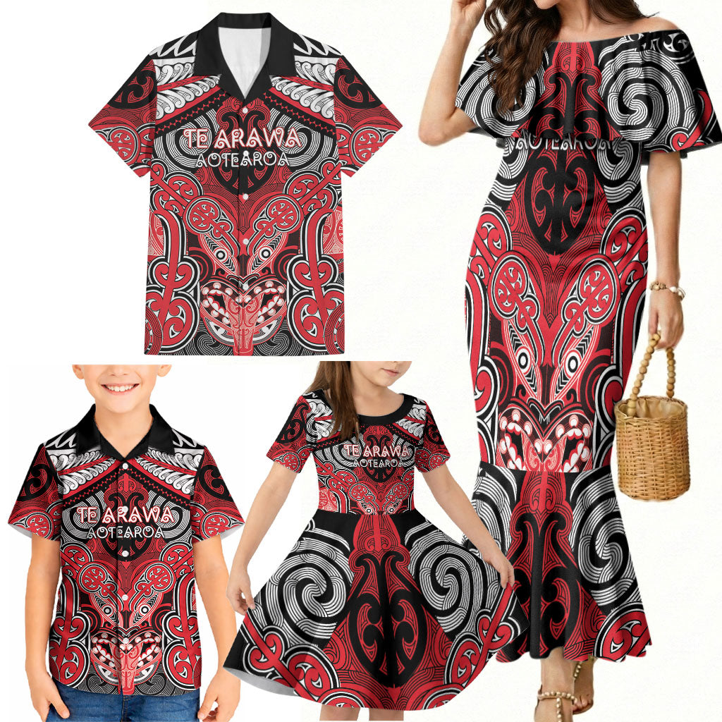 Aotearoa Iwi Te Arawa Personalised Family Matching Mermaid Dress and Hawaiian Shirt Maori Kowhaiwhai Pattern