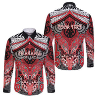 Aotearoa Iwi Te Arawa Personalised Family Matching Off The Shoulder Long Sleeve Dress and Hawaiian Shirt Maori Kowhaiwhai Pattern