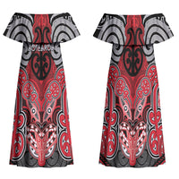 Aotearoa Iwi Te Arawa Personalised Family Matching Off Shoulder Maxi Dress and Hawaiian Shirt Maori Kowhaiwhai Pattern