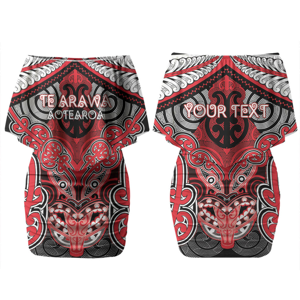 Aotearoa Iwi Te Arawa Personalised Family Matching Off Shoulder Short Dress and Hawaiian Shirt Maori Kowhaiwhai Pattern