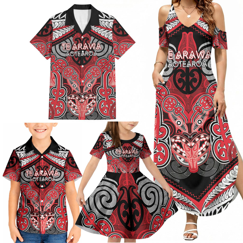 Aotearoa Iwi Te Arawa Personalised Family Matching Summer Maxi Dress and Hawaiian Shirt Maori Kowhaiwhai Pattern