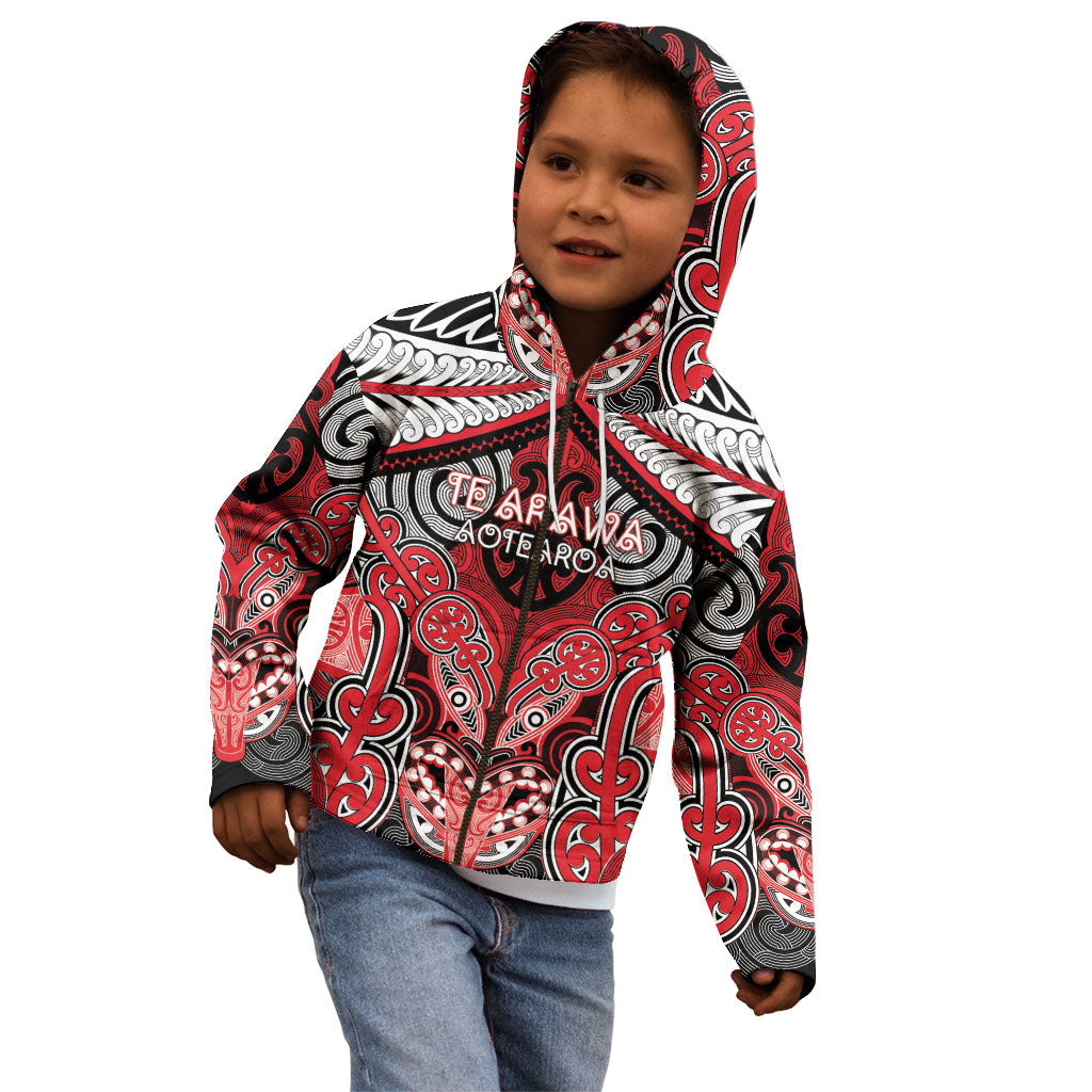 Aotearoa Iwi Te Arawa Personalised Kid Hoodie Maori Kowhaiwhai Pattern
