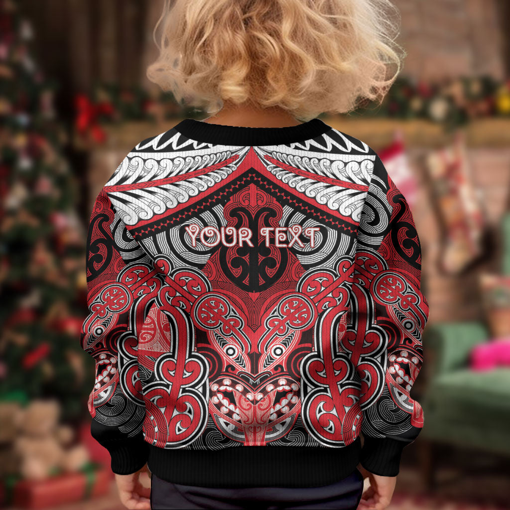 Aotearoa Iwi Te Arawa Personalised Kid Ugly Christmas Sweater Maori Kowhaiwhai Pattern
