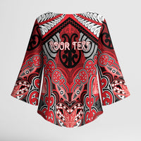 Aotearoa Iwi Te Arawa Personalised Kimono Sleeve Blouse Maori Kowhaiwhai Pattern