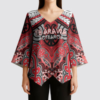 Aotearoa Iwi Te Arawa Personalised Kimono Sleeve Blouse Maori Kowhaiwhai Pattern
