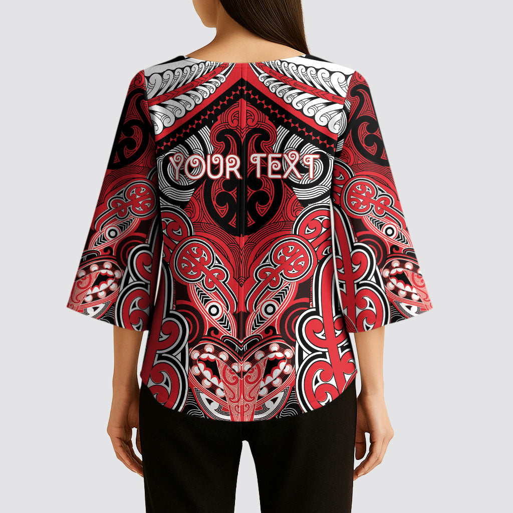 Aotearoa Iwi Te Arawa Personalised Kimono Sleeve Blouse Maori Kowhaiwhai Pattern