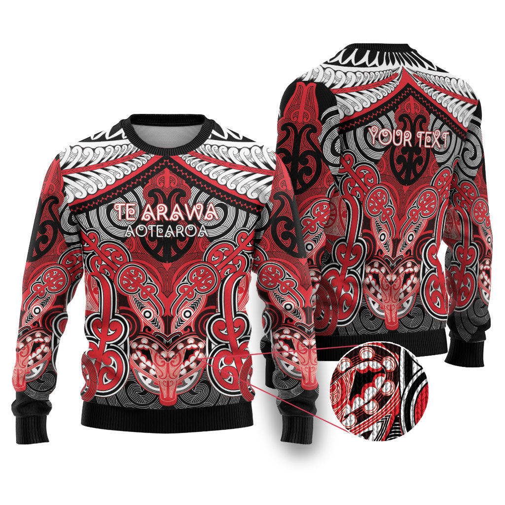 Aotearoa Iwi Te Arawa Personalised Ugly Christmas Sweater Maori Kowhaiwhai Pattern