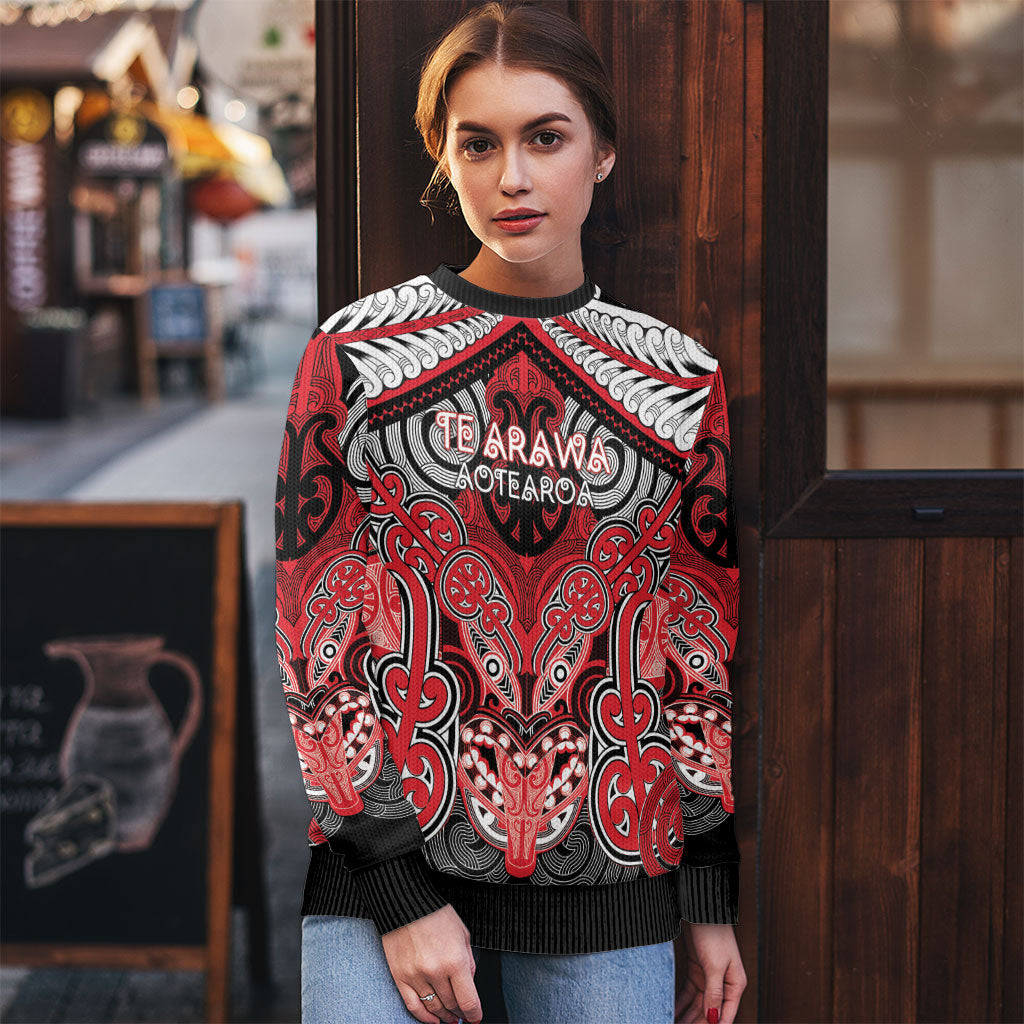 Aotearoa Iwi Te Arawa Personalised Ugly Christmas Sweater Maori Kowhaiwhai Pattern