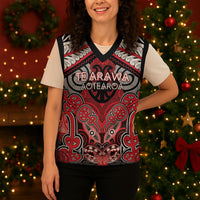 Aotearoa Iwi Te Arawa Personalised Christmas Knitted V-Neck Vest Maori Kowhaiwhai Pattern