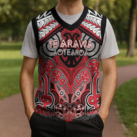 Aotearoa Iwi Te Arawa Personalised Christmas Knitted V-Neck Vest Maori Kowhaiwhai Pattern