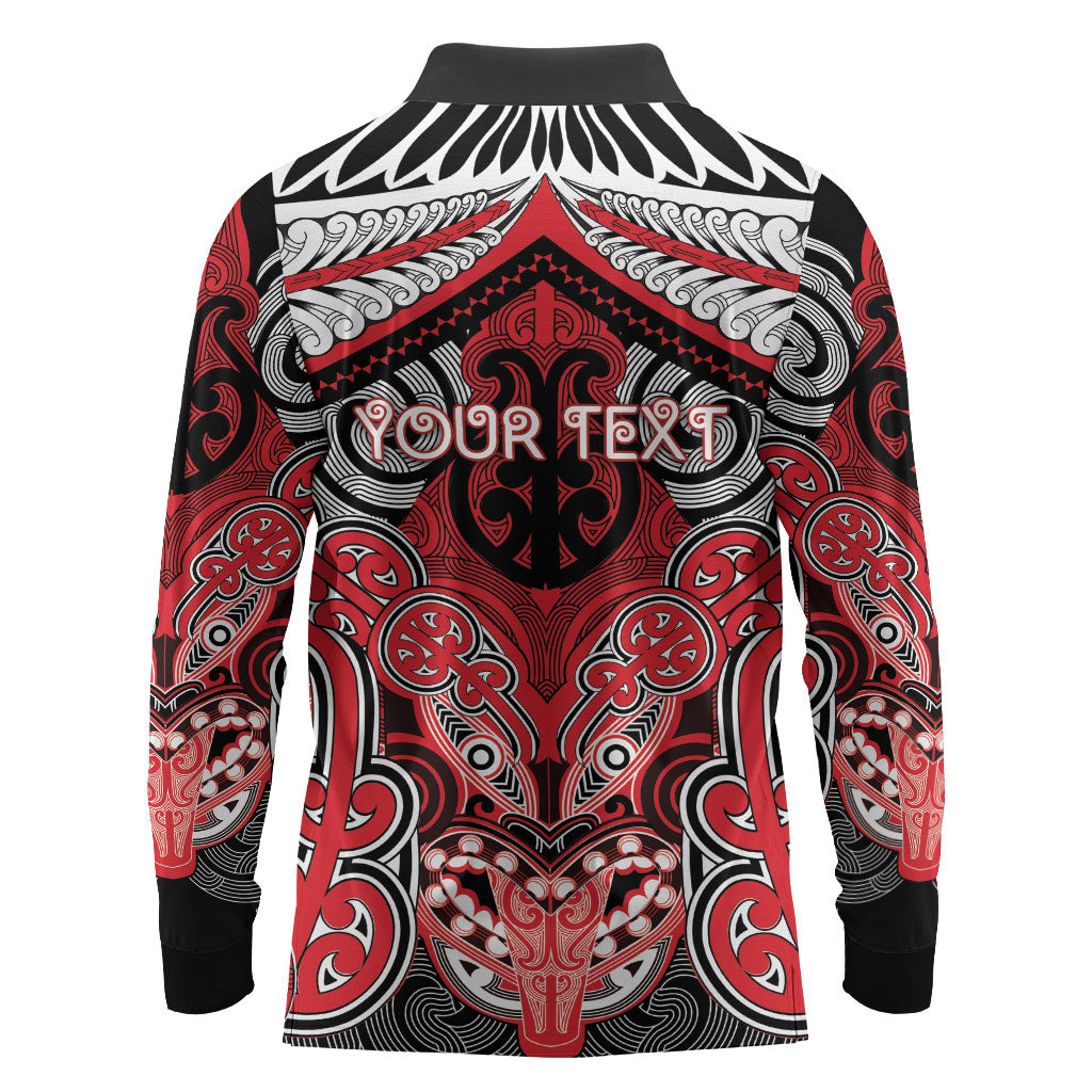 Aotearoa Iwi Te Arawa Personalised Long Sleeve Polo Shirt Maori Kowhaiwhai Pattern