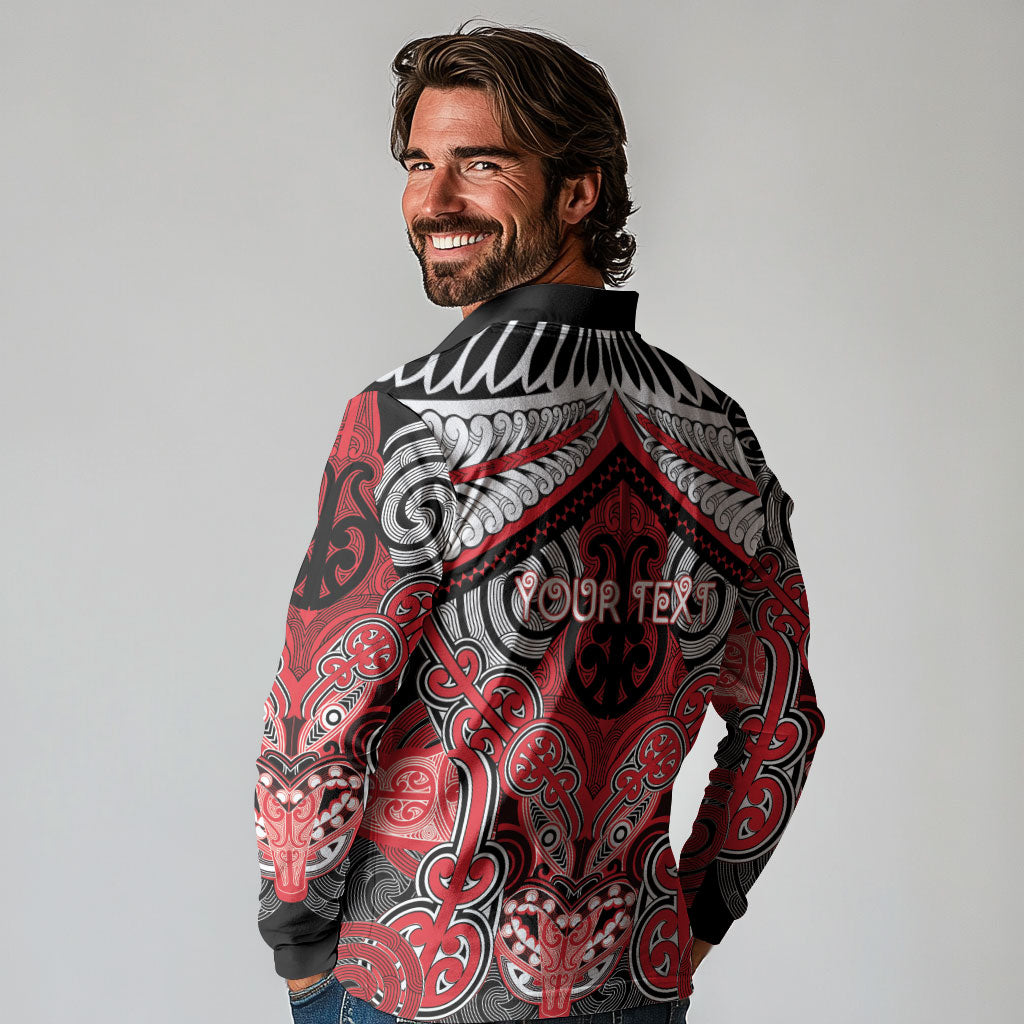 Aotearoa Iwi Te Arawa Personalised Long Sleeve Polo Shirt Maori Kowhaiwhai Pattern