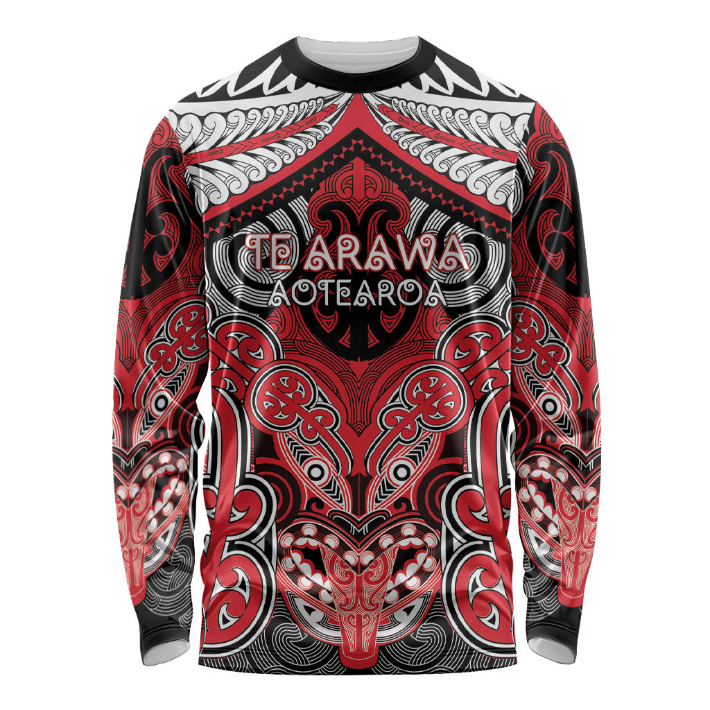 Aotearoa Iwi Te Arawa Personalised Long Sleeve Shirt Maori Kowhaiwhai Pattern