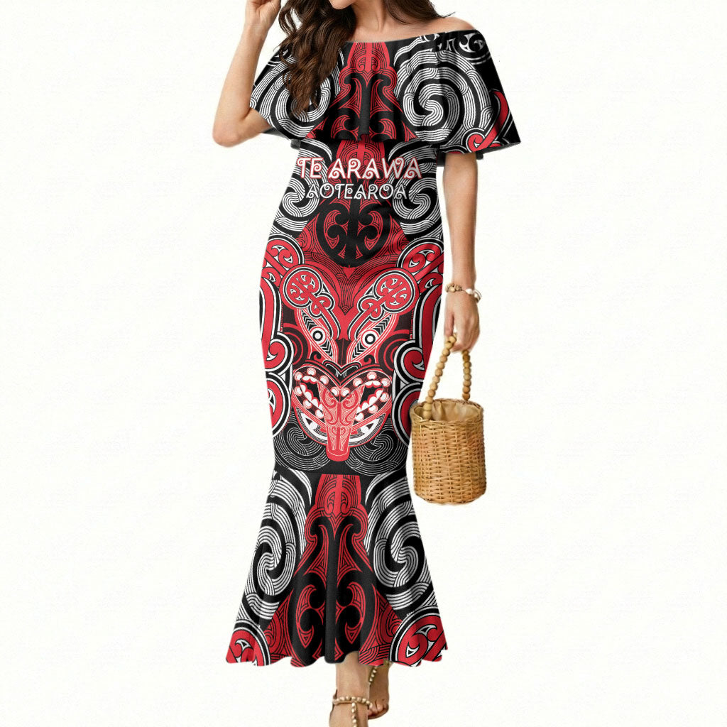 Aotearoa Iwi Te Arawa Personalised Mermaid Dress Maori Kowhaiwhai Pattern