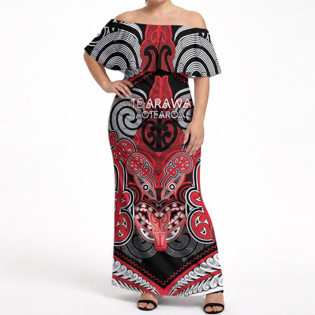 Aotearoa Iwi Te Arawa Personalised Off Shoulder Maxi Dress Maori Kowhaiwhai Pattern