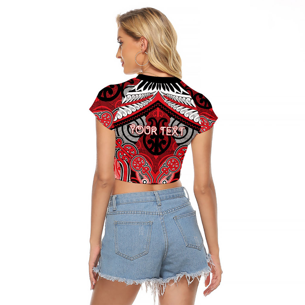 Aotearoa Iwi Te Arawa Personalised Raglan Cropped T Shirt Maori Kowhaiwhai Pattern