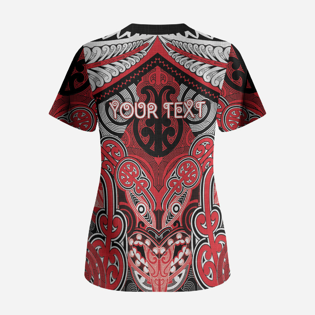 Aotearoa Iwi Te Arawa Personalised Scrub Top Maori Kowhaiwhai Pattern