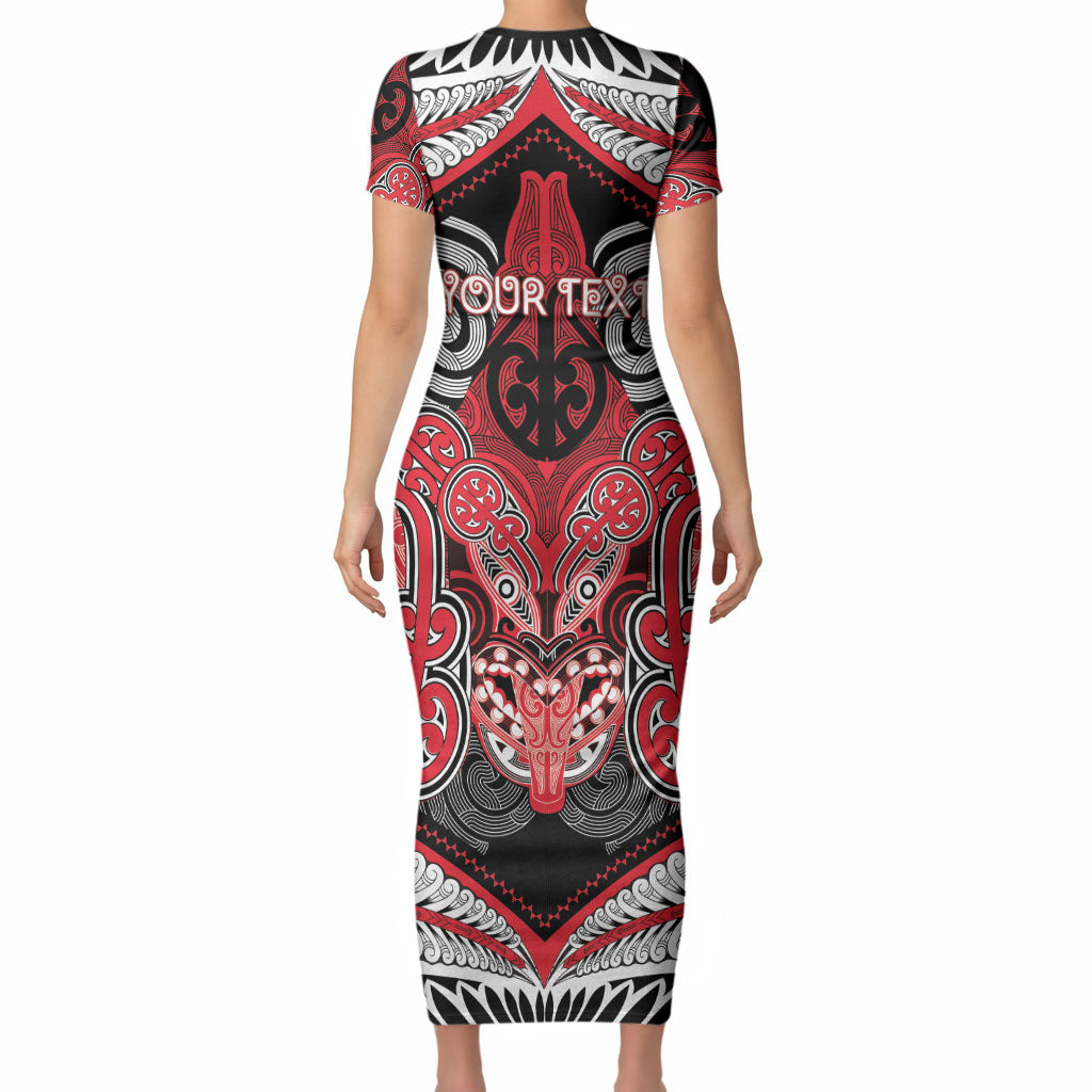 Aotearoa Iwi Te Arawa Personalised Short Sleeve Bodycon Dress Maori Kowhaiwhai Pattern
