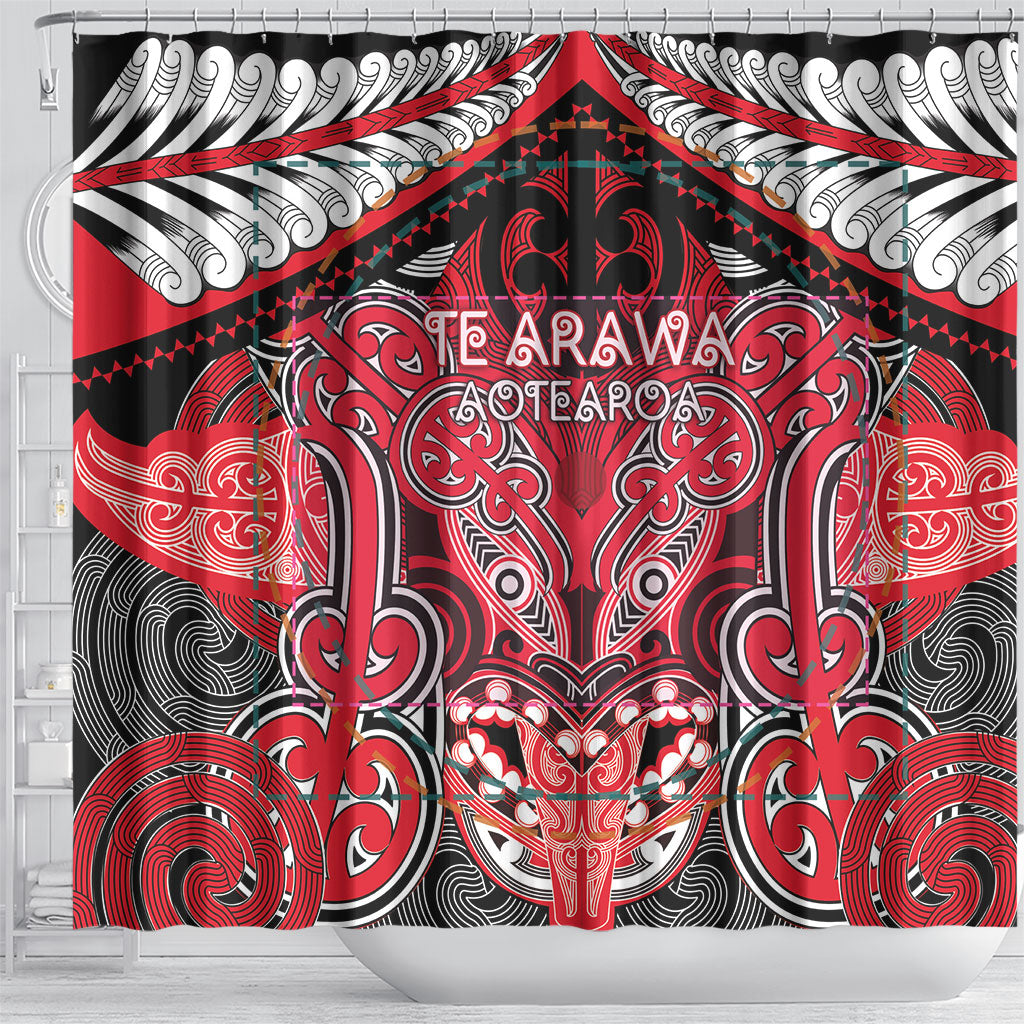 Aotearoa Iwi Te Arawa Shower Curtain Maori Kowhaiwhai Pattern