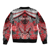 Aotearoa Iwi Te Arawa Personalised Sleeve Zip Bomber Jacket Maori Kowhaiwhai Pattern