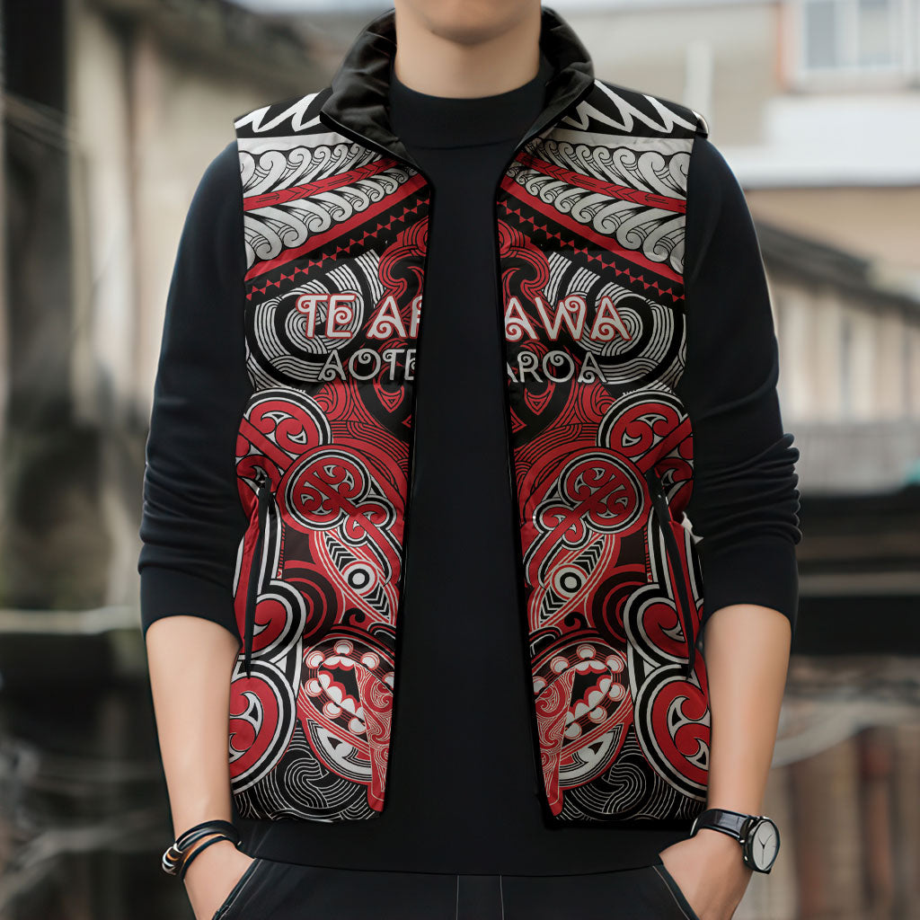 Aotearoa Iwi Te Arawa Personalised Sleeveless Puffer Jacket Maori Kowhaiwhai Pattern