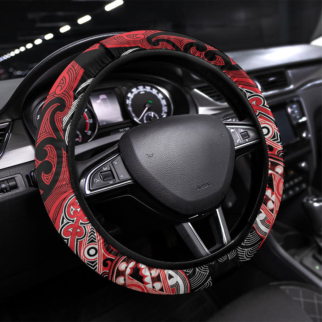 Aotearoa Iwi Te Arawa Steering Wheel Cover Maori Kowhaiwhai Pattern