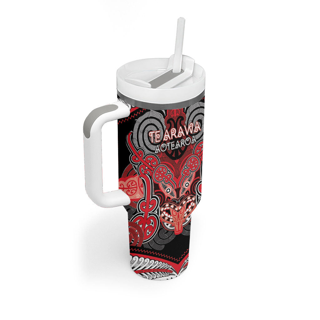 Aotearoa Iwi Te Arawa Personalised Tumbler With Handle Maori Kowhaiwhai Pattern
