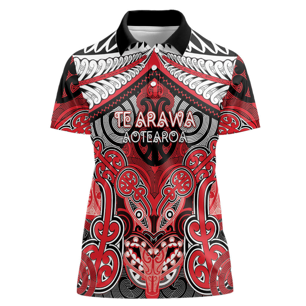 Aotearoa Iwi Te Arawa Personalised Women Polo Shirt Maori Kowhaiwhai Pattern