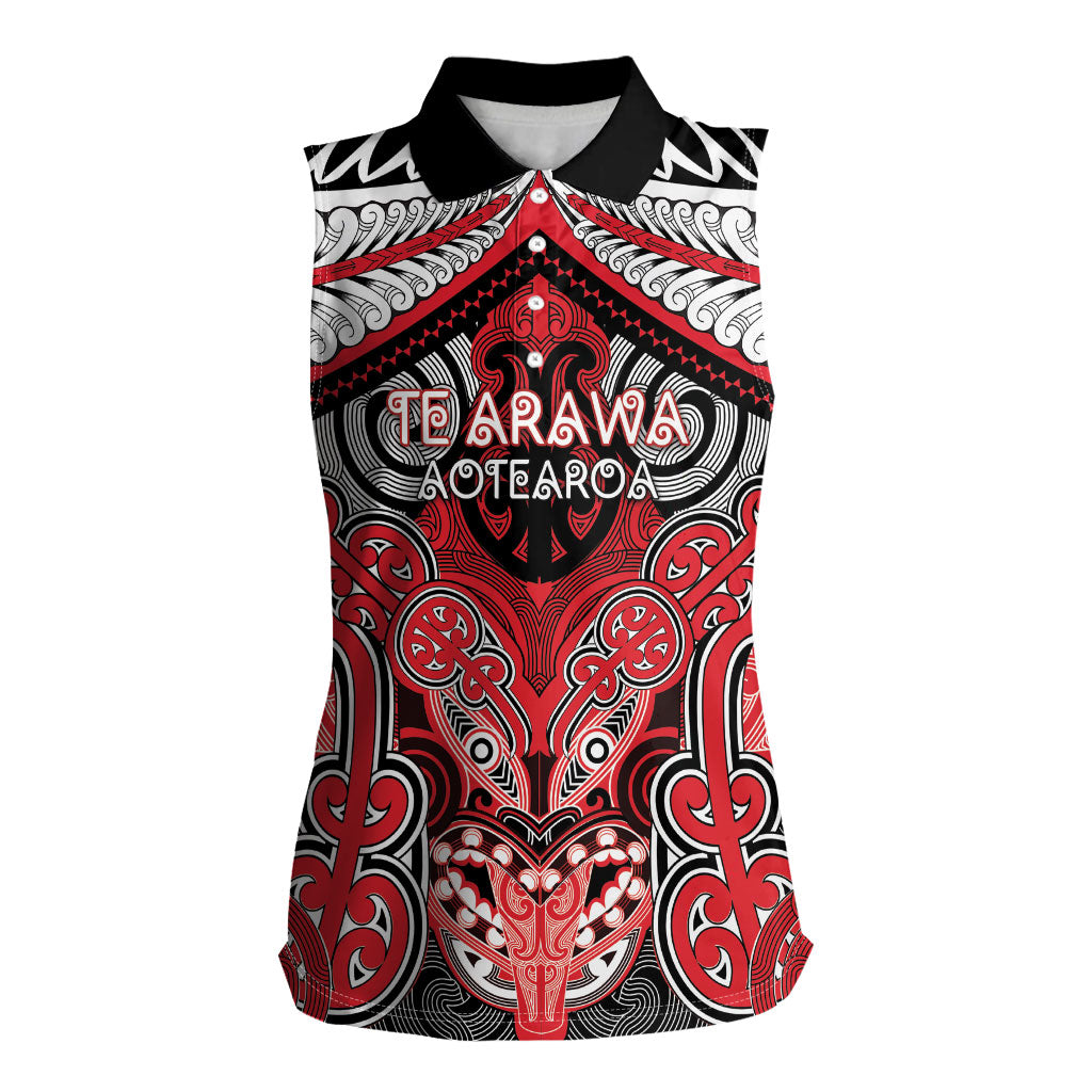 Aotearoa Iwi Te Arawa Personalised Women Sleeveless Polo Shirt Maori Kowhaiwhai Pattern