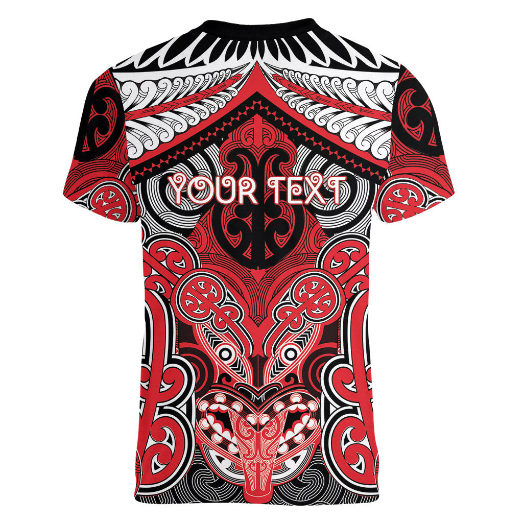 Aotearoa Iwi Te Arawa Personalised Women V-Neck T-Shirt Maori Kowhaiwhai Pattern