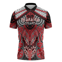 Aotearoa Iwi Te Arawa Personalised Zipper Polo Shirt Maori Kowhaiwhai Pattern