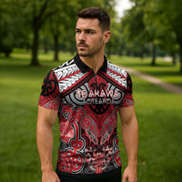 Aotearoa Iwi Te Arawa Personalised Zipper Polo Shirt Maori Kowhaiwhai Pattern