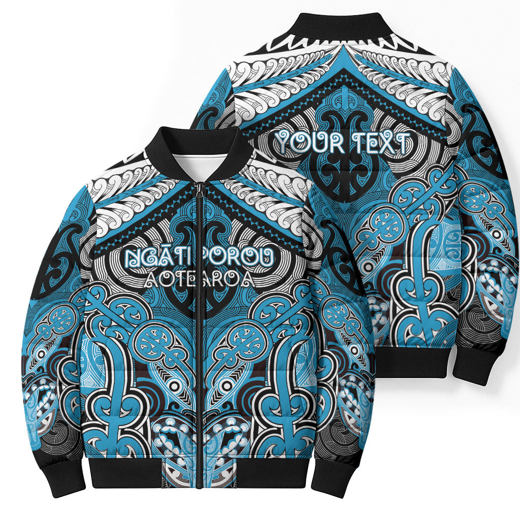 Aotearoa Iwi Ngati Porou Personalised Bomber Puffer Jacket Maori Kowhaiwhai Pattern