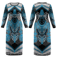Aotearoa Iwi Ngati Porou Personalised Couples Matching Long Sleeve Bodycon Dress and Hawaiian Shirt Maori Kowhaiwhai Pattern