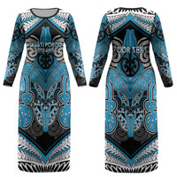 Aotearoa Iwi Ngati Porou Personalised Couples Matching Long Sleeve Bodycon Dress and Long Sleeve Button Shirt Maori Kowhaiwhai Pattern