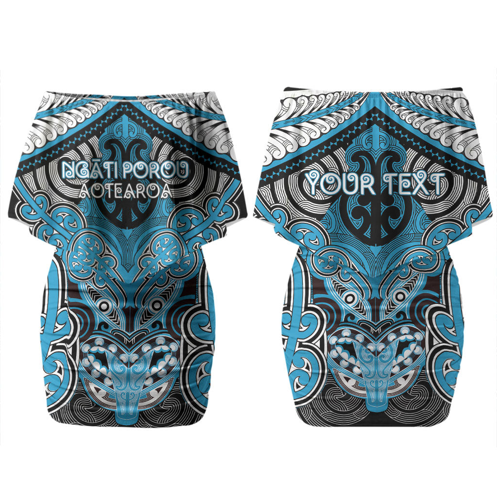 Aotearoa Iwi Ngati Porou Personalised Couples Matching Off Shoulder Short Dress and Hawaiian Shirt Maori Kowhaiwhai Pattern