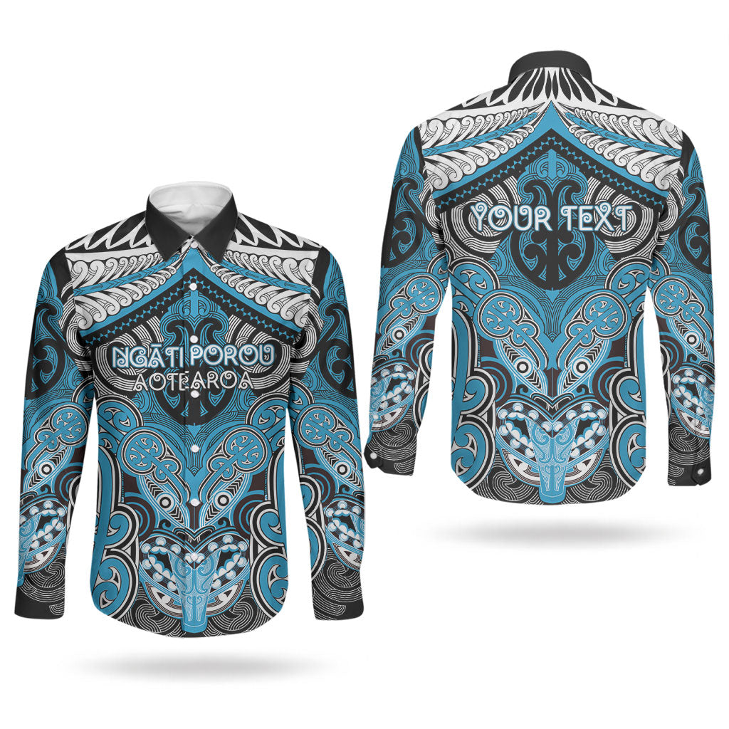 Aotearoa Iwi Ngati Porou Personalised Couples Matching Short Sleeve Bodycon Dress and Long Sleeve Button Shirt Maori Kowhaiwhai Pattern