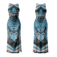 Aotearoa Iwi Ngati Porou Personalised Couples Matching Tank Maxi Dress and Long Sleeve Button Shirt Maori Kowhaiwhai Pattern