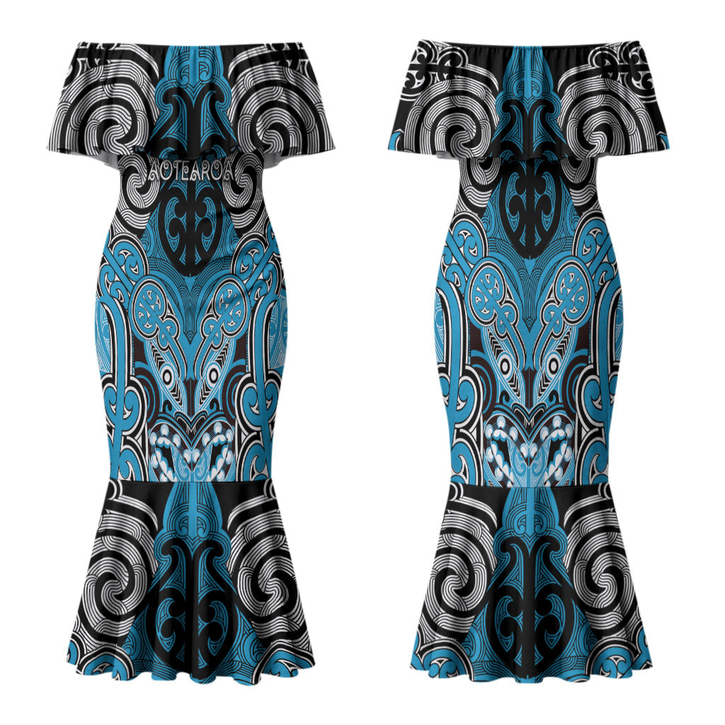 Aotearoa Iwi Ngati Porou Personalised Family Matching Mermaid Dress and Hawaiian Shirt Maori Kowhaiwhai Pattern