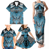 Aotearoa Iwi Ngati Porou Personalised Family Matching Tank Maxi Dress and Hawaiian Shirt Maori Kowhaiwhai Pattern