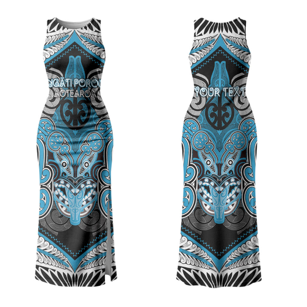 Aotearoa Iwi Ngati Porou Personalised Family Matching Tank Maxi Dress and Hawaiian Shirt Maori Kowhaiwhai Pattern