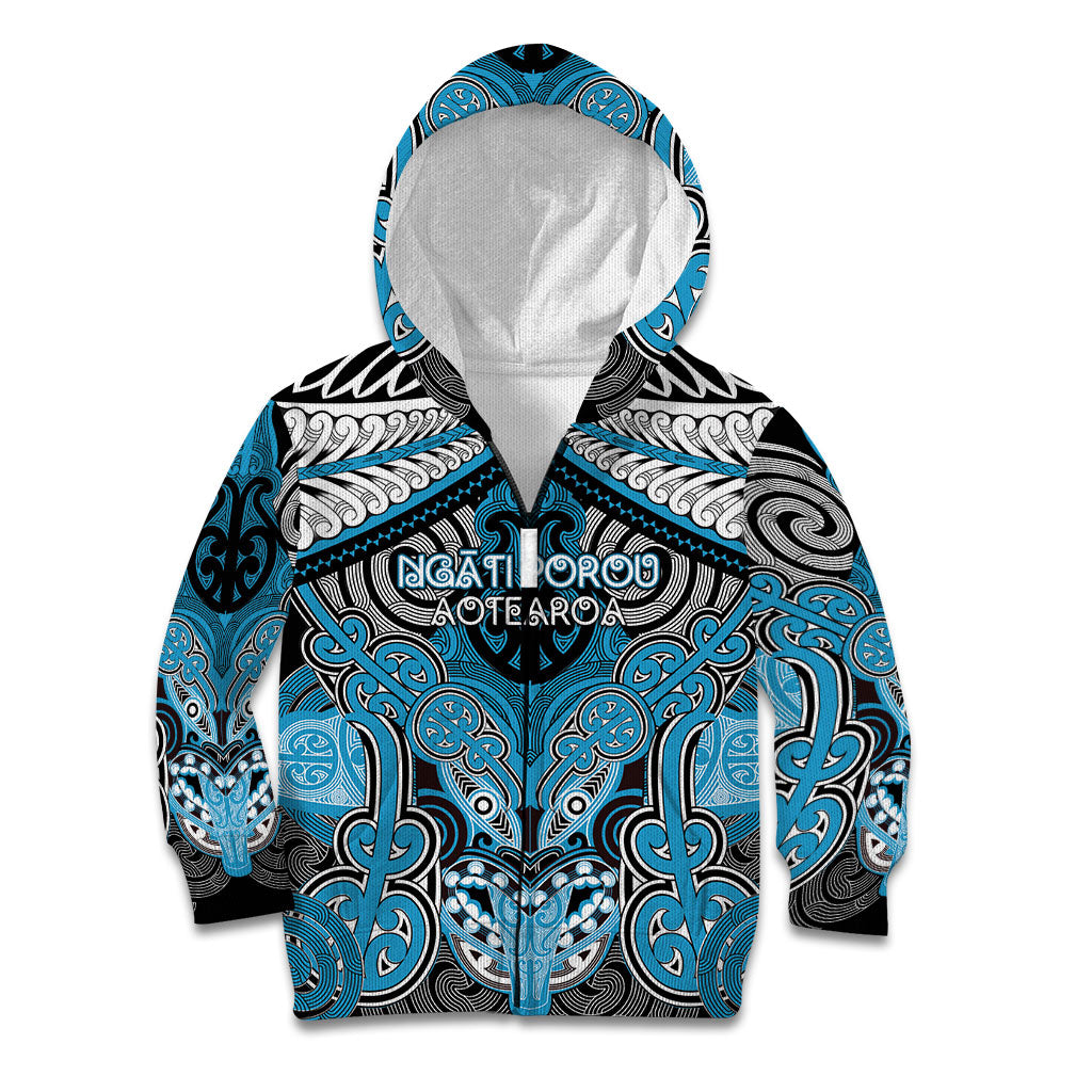 Aotearoa Iwi Ngati Porou Personalised Kid Hoodie Maori Kowhaiwhai Pattern