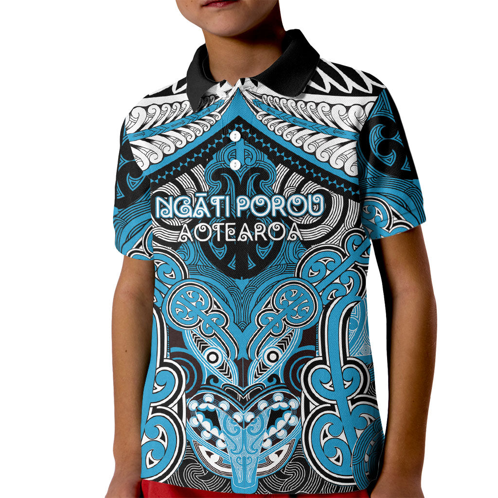 Aotearoa Iwi Ngati Porou Personalised Kid Polo Shirt Maori Kowhaiwhai Pattern