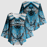 Aotearoa Iwi Ngati Porou Personalised Kimono Sleeve Blouse Maori Kowhaiwhai Pattern