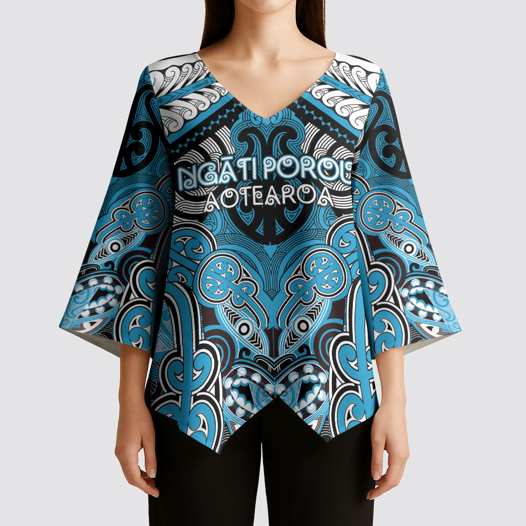 Aotearoa Iwi Ngati Porou Personalised Kimono Sleeve Blouse Maori Kowhaiwhai Pattern