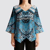 Aotearoa Iwi Ngati Porou Personalised Kimono Sleeve Blouse Maori Kowhaiwhai Pattern