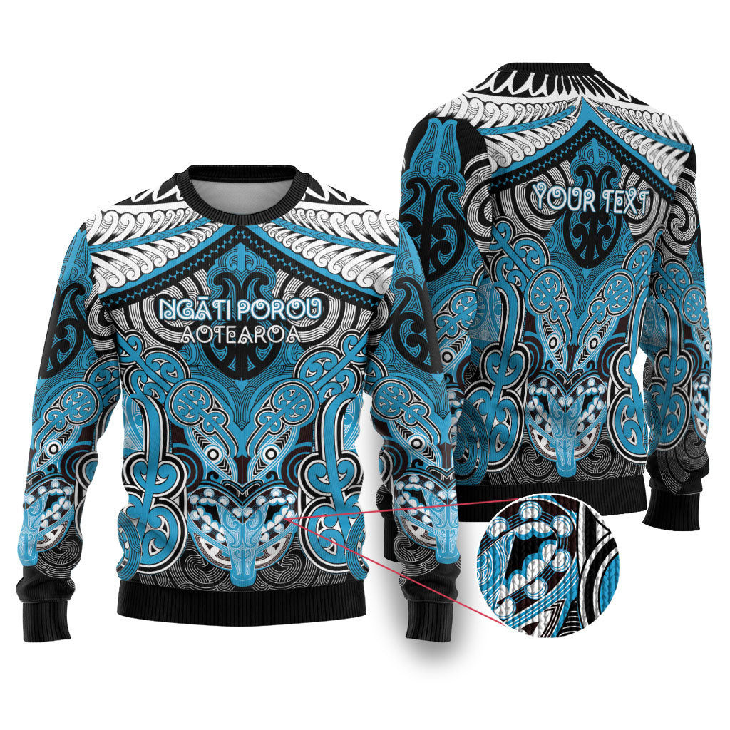 Aotearoa Iwi Ngati Porou Personalised Ugly Christmas Sweater Maori Kowhaiwhai Pattern
