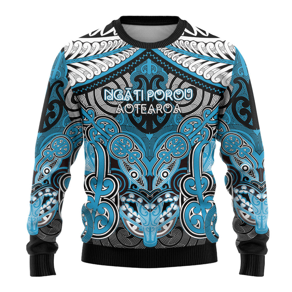 Aotearoa Iwi Ngati Porou Personalised Ugly Christmas Sweater Maori Kowhaiwhai Pattern