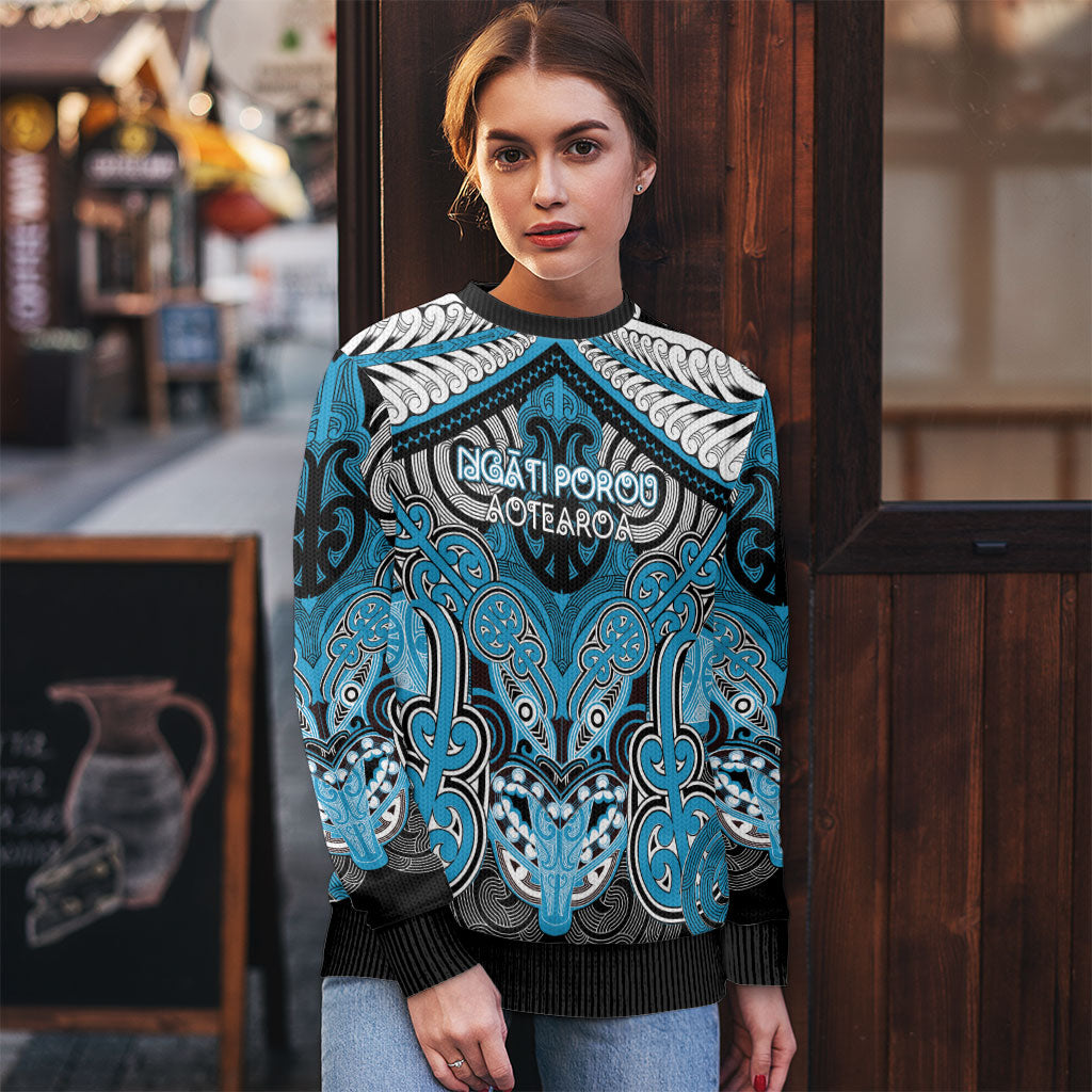Aotearoa Iwi Ngati Porou Personalised Ugly Christmas Sweater Maori Kowhaiwhai Pattern