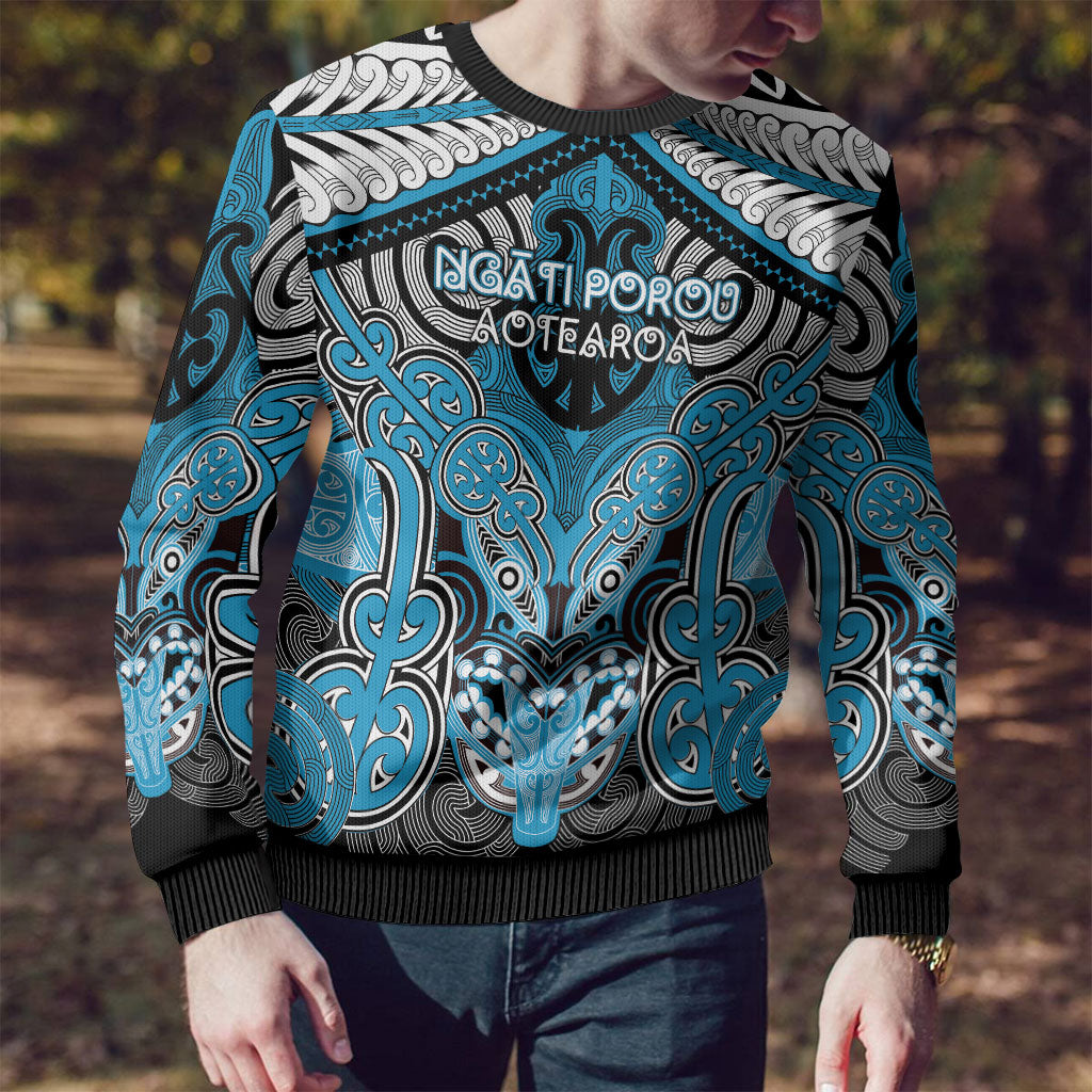 Aotearoa Iwi Ngati Porou Personalised Ugly Christmas Sweater Maori Kowhaiwhai Pattern